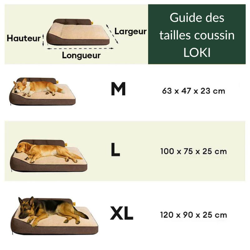 Coussin  pour chien confort à mémoire de forme - Housse Lavable | LOKI
