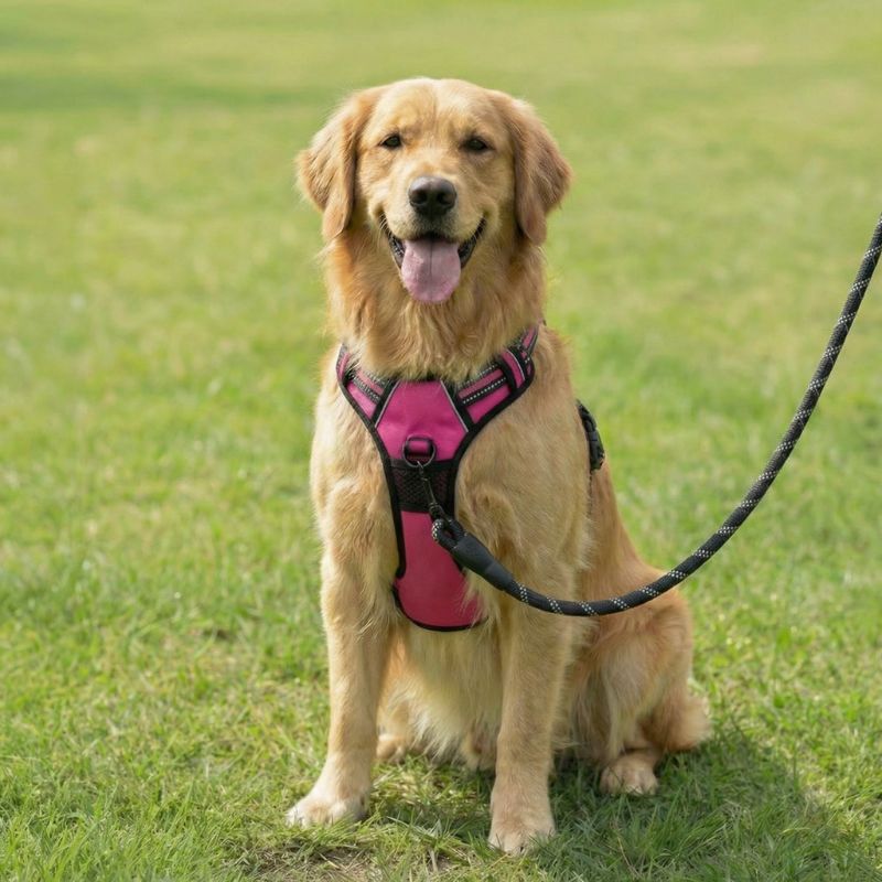 Harnais anti-traction HUNDSY coloris fuchsia - vue de face