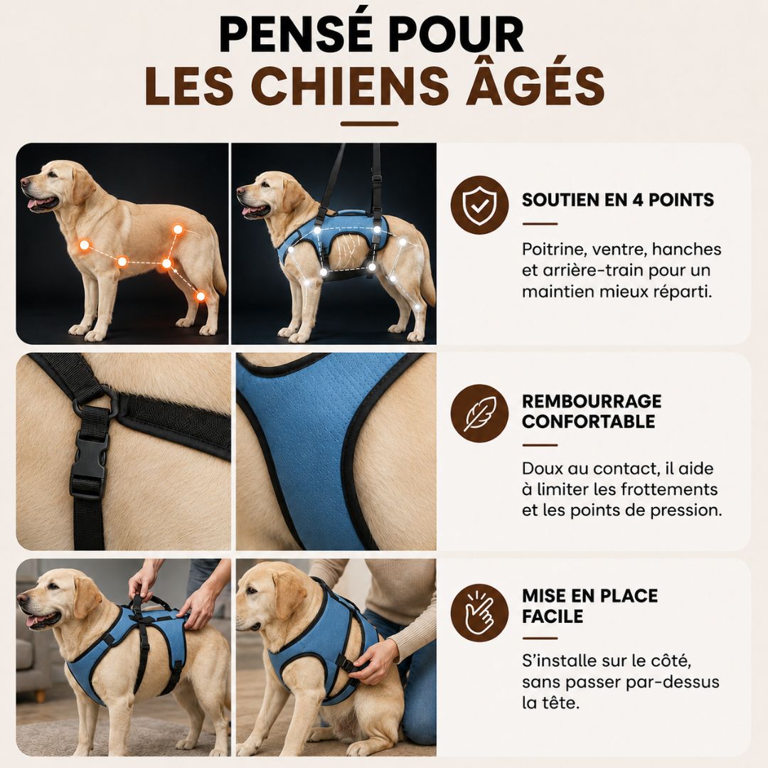 Harnais de soutien pour chien avec poignée de levage | ORKA