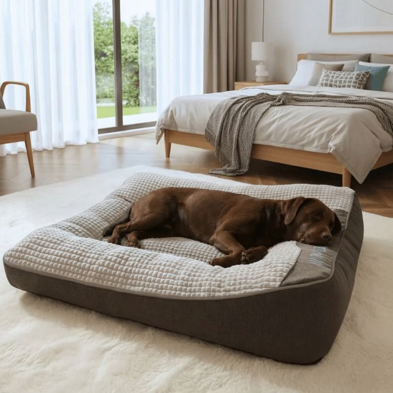 Grand Lit pour Chien Ergonomique - Espace XXL & Housse Lavable | HELSINKI